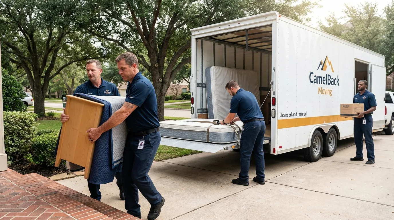 Crew loading residential truck for cross-state move from Seville, OH